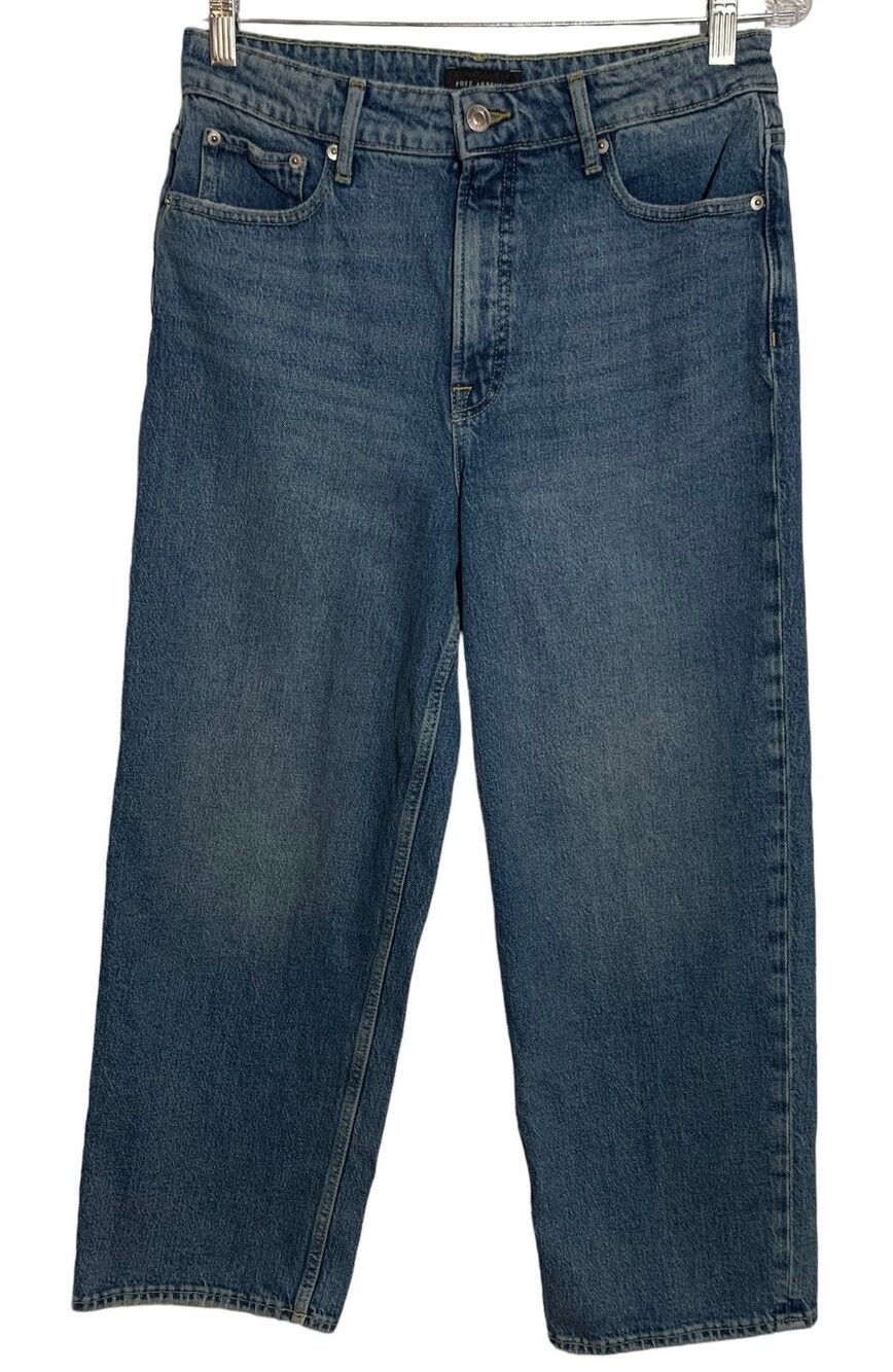 Free Assembly Women's Size 10 Dark Blue Crop Wide Leg Jeans - Picture 2 of 12
